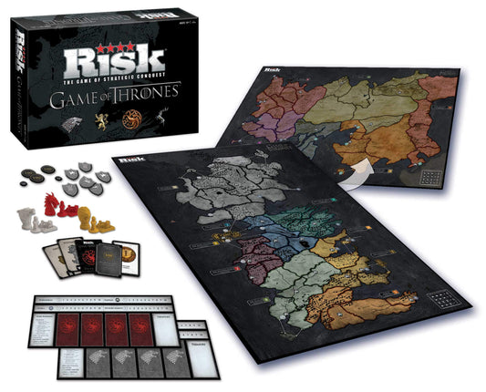 USAOPOLY Risk Game of Thrones Edition two custom-designed boards laid out for epic battles