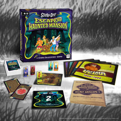 USAopoly Scooby-Doo Escape from the Haunted Mansion players at table enjoy immersive teamwork