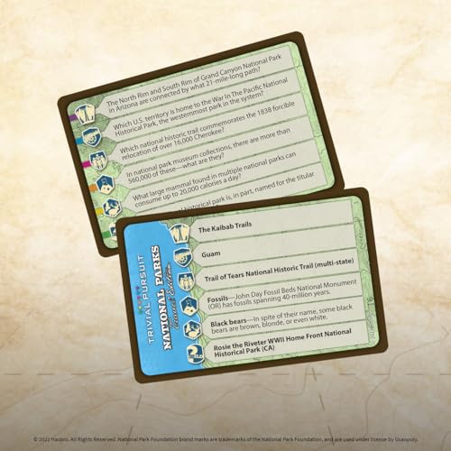 USAOPOLY Trivial Pursuit National Parks 600 questions deliver educational fun on trips.