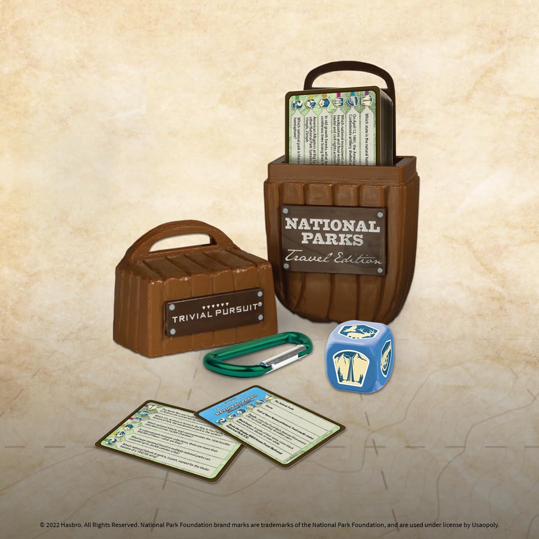 USAOPOLY Trivial Pursuit National Parks wildcard card adds surprise twists to play.