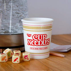 USAOPOLY YAHTZEE Cup Noodles dice cup included for easy transport and quick setup.