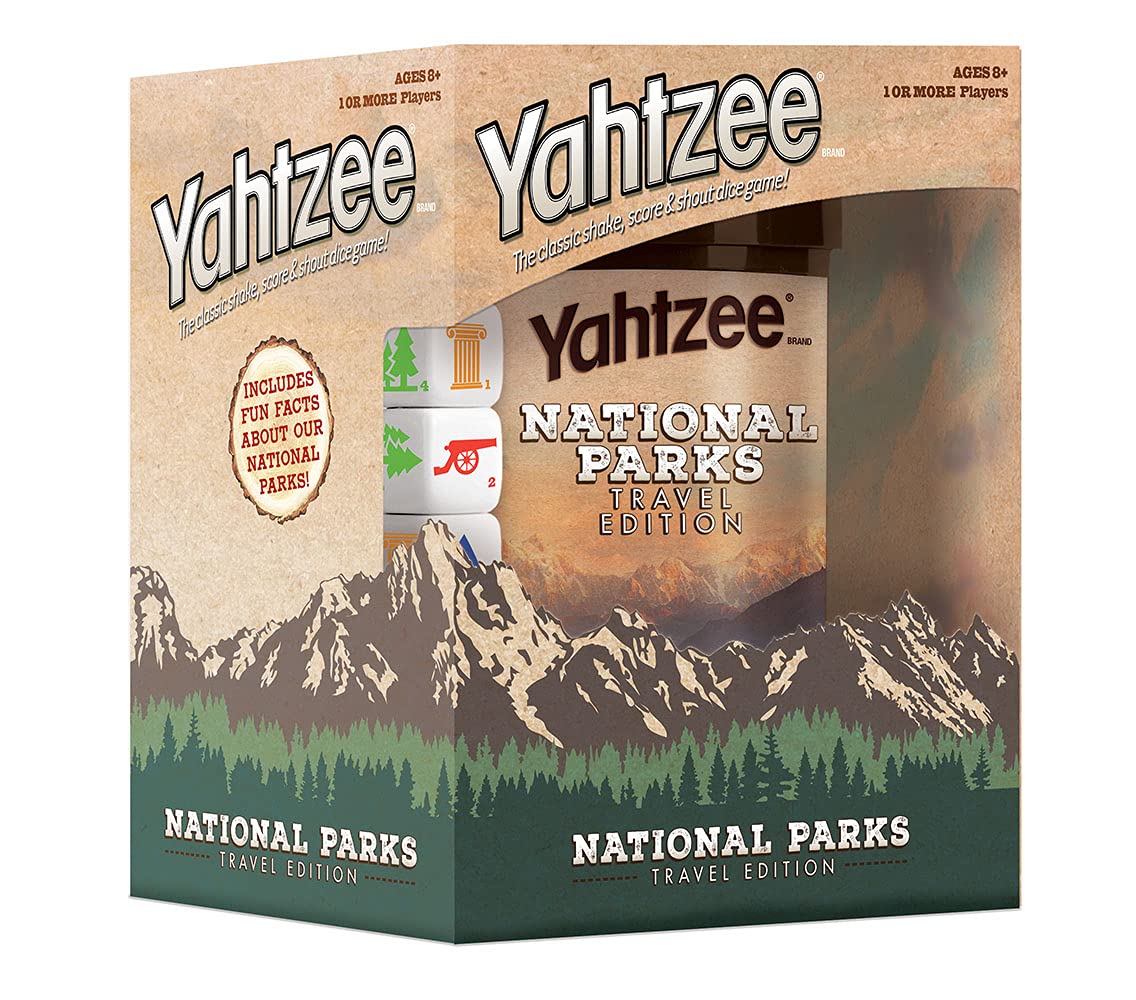 USAOPOLY Yahtzee National Parks Travel Edition dice cup held for portable play