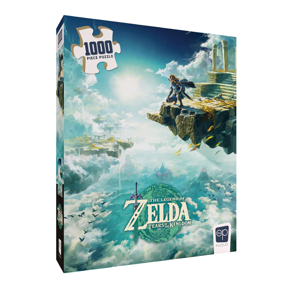 USAOPOLY Zelda Tears of the Kingdom artwork with Link for immersive family puzzle nights.