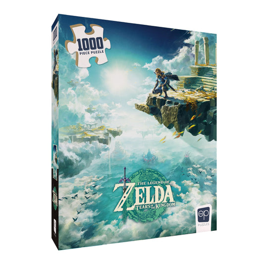 USAOPOLY Zelda Tears of the Kingdom artwork with Link for immersive family puzzle nights.