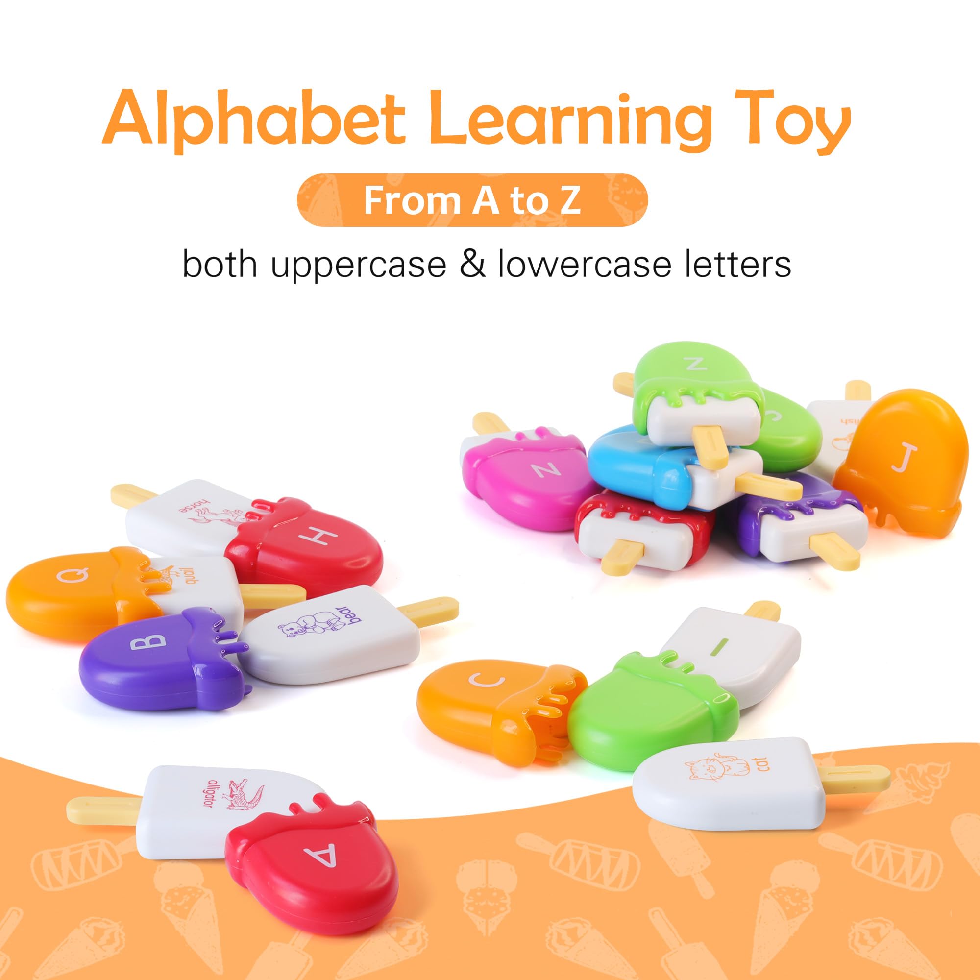 USATDD colorful alphabet toys encourage fine motor skills during play.