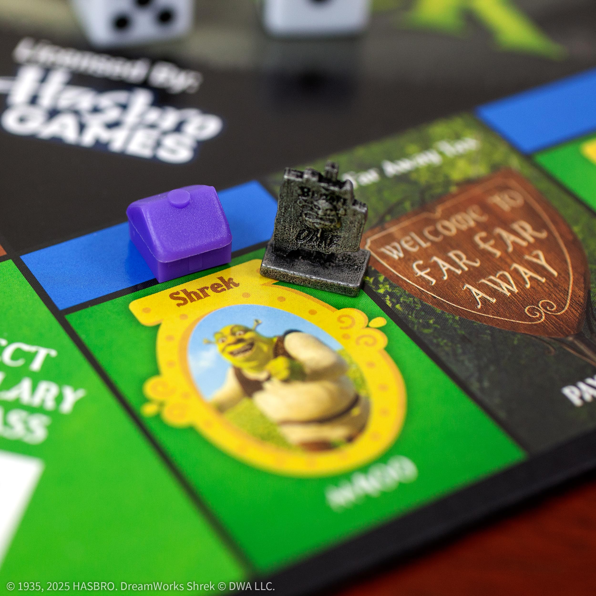 USAOPOLY MONOPOLY Shrek Edition Ogre Sign token marks bold trade moments.
