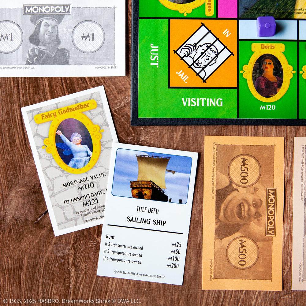 USAOPOLY MONOPOLY Shrek Edition Outhouse token sparks cheeky in-game moments.