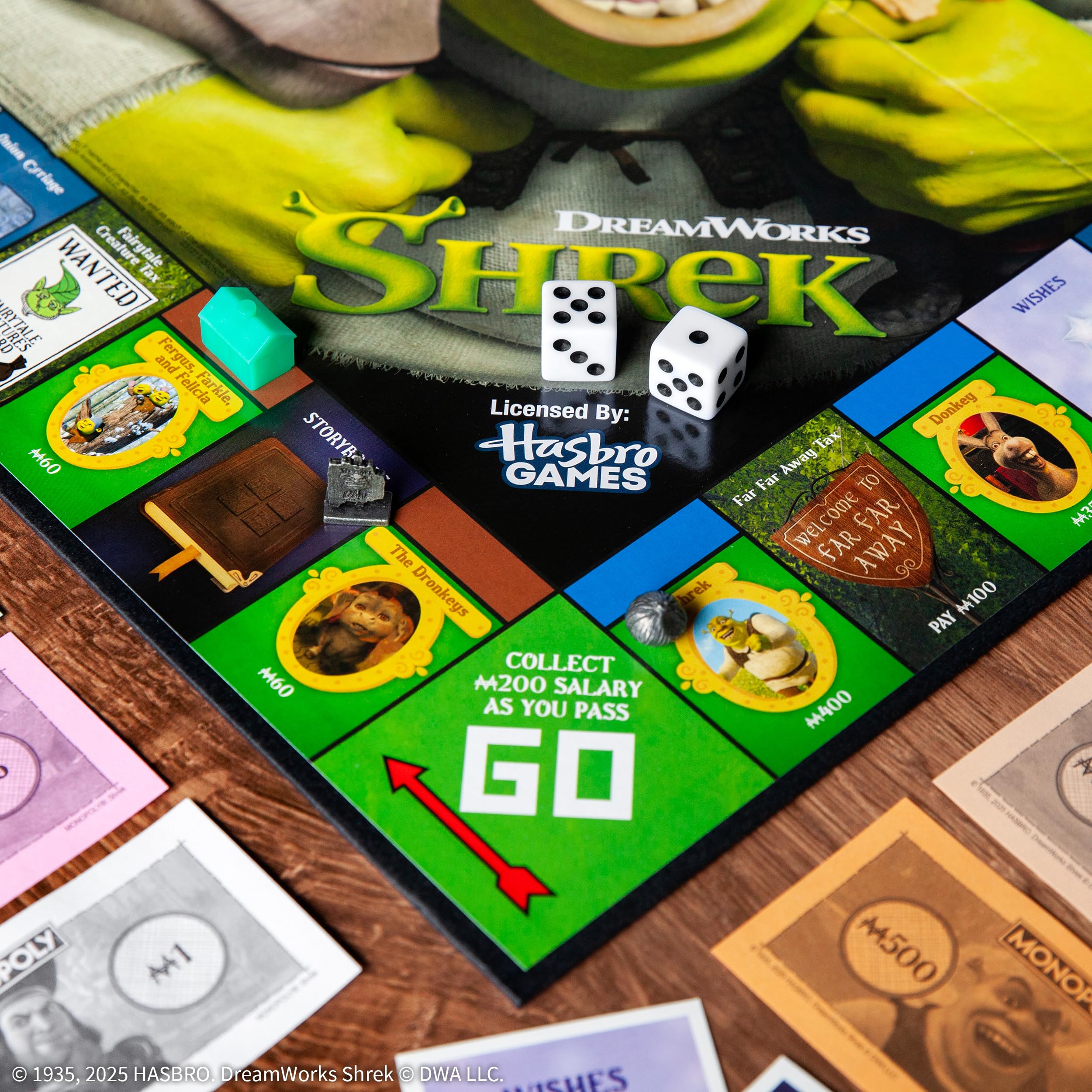 USAOPOLY MONOPOLY Shrek Edition Waffles token brings humor to moves.