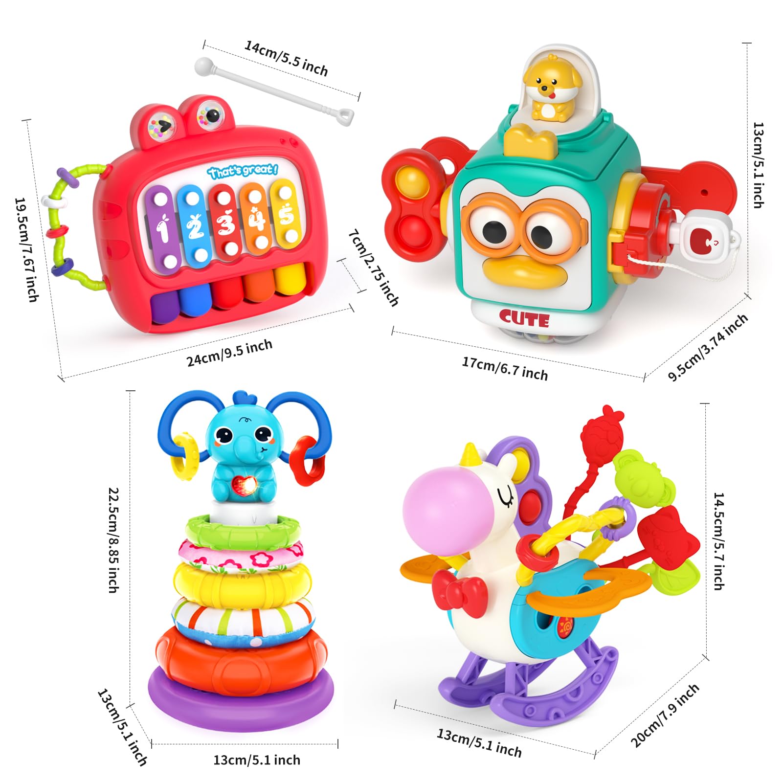 usrela 4-in-1 learning toy set makes a thoughtful gift for 12-18 month olds.