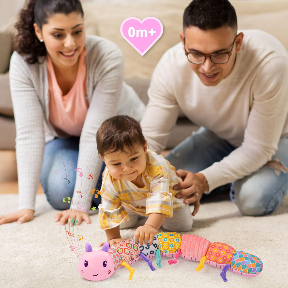 Ussybaby Caterpillar 5-in-1 toy supports versatile newborn to 12 month play.