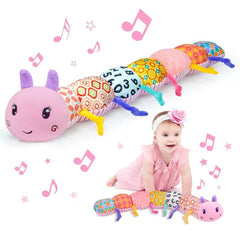 Ussybaby Caterpillar musical toy with soft plush texture for calming sensory exploration.