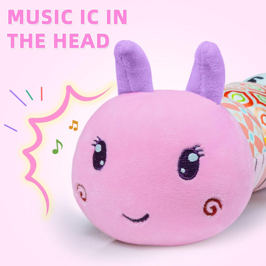 Ussybaby Caterpillar rattle and plush surface engages baby during tummy time.
