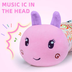 Ussybaby Caterpillar rattle and plush surface engages baby during tummy time.