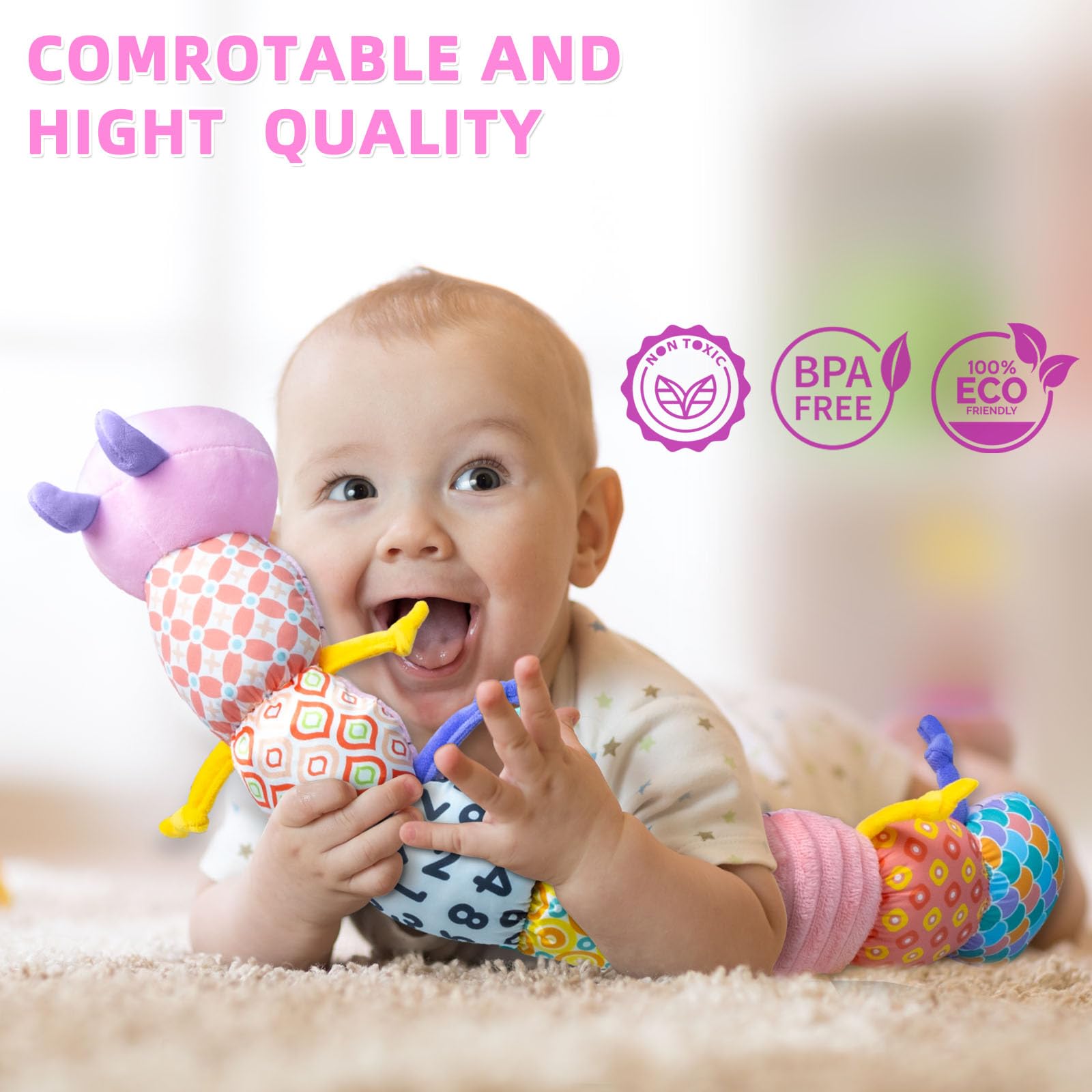 Ussybaby Caterpillar safe materials ensure non toxic BPA free play.
