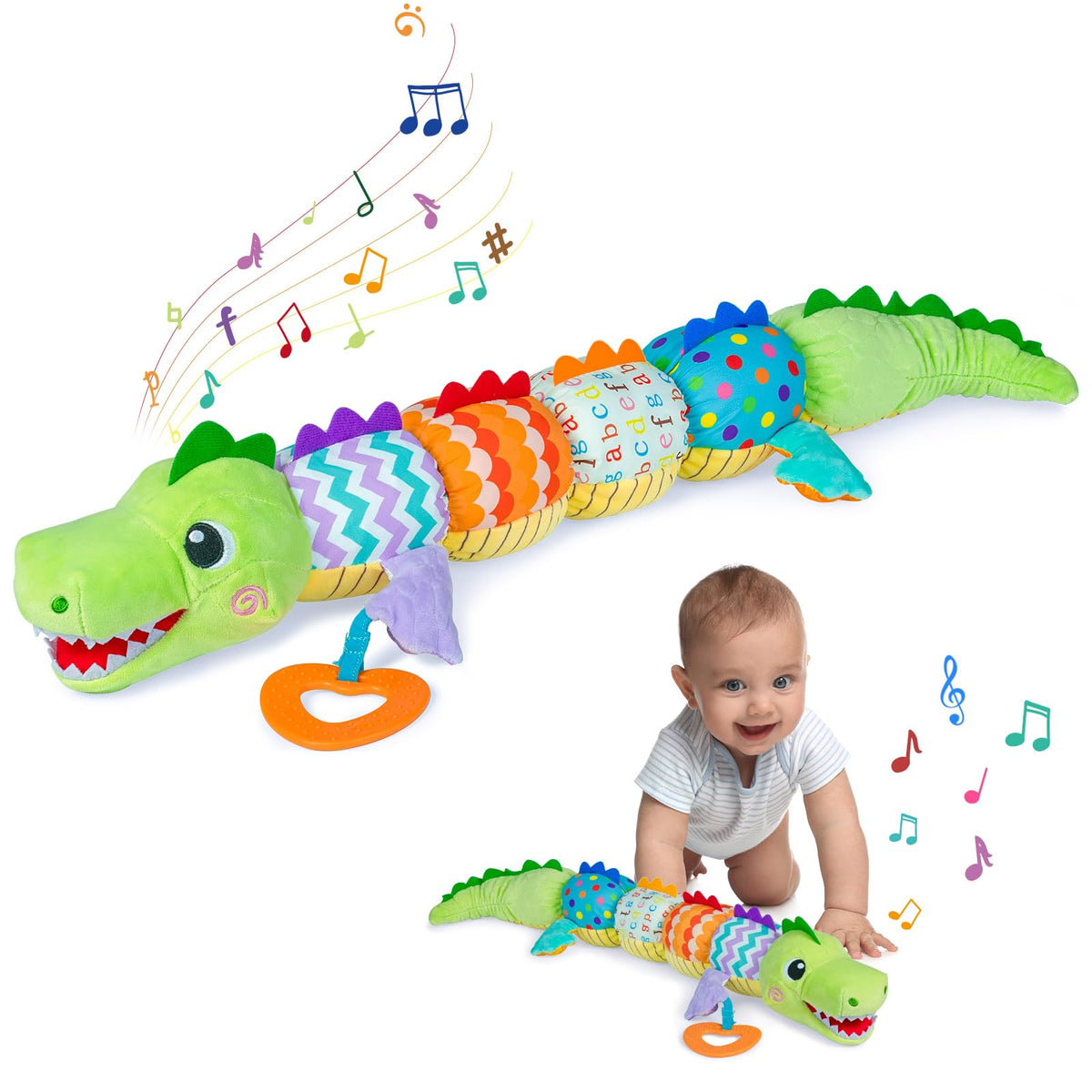 Ussybaby crocodile caterpillar front view toy for early exploration