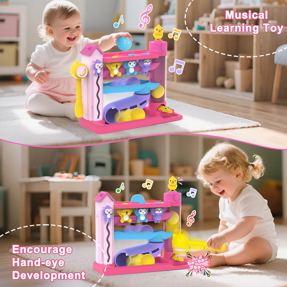 Ussybaby forest-themed toy with lights enhances visual tracking and listening.