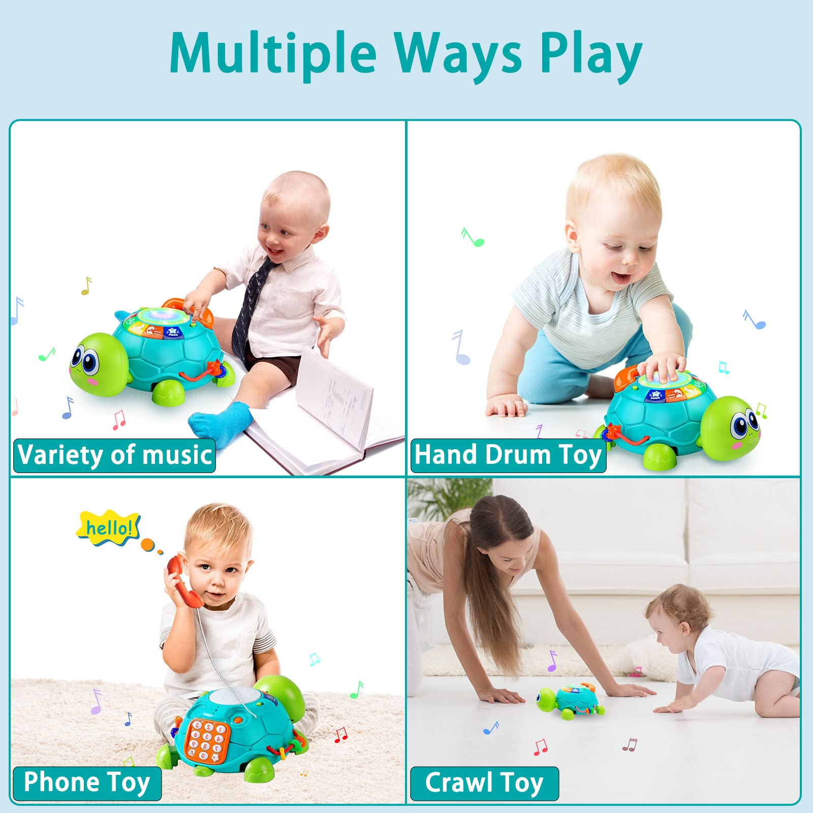 Ussybaby turtle 6-in-1 design in action for comprehensive play