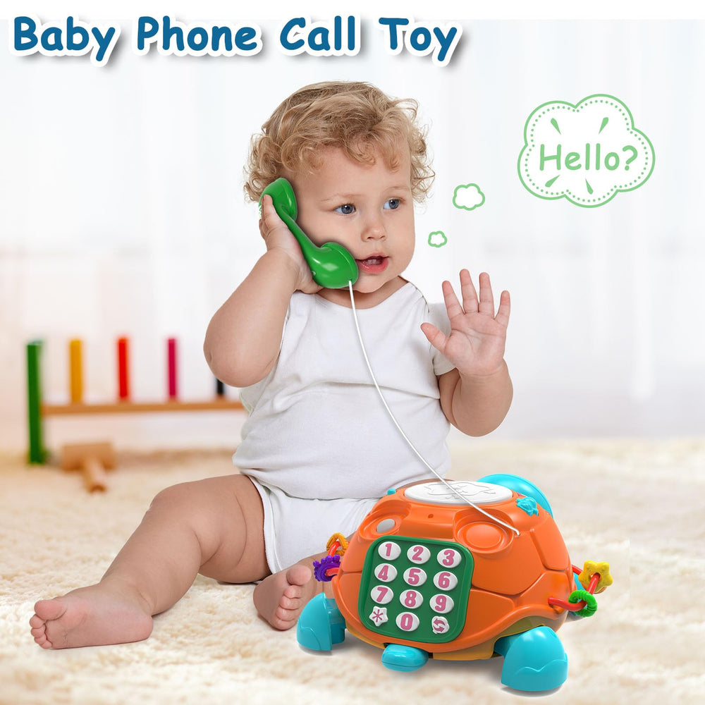 Ussybaby turtle toy displaying drum sounds for fine motor feedback.