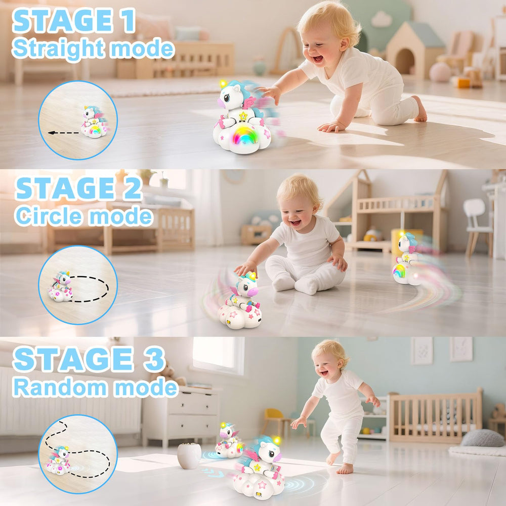 Ussybaby detachable unicorn encourages musical play with soft lights during quiet time