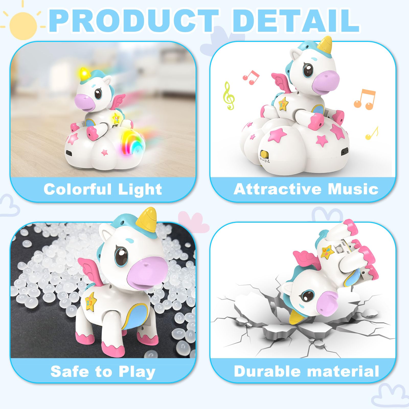 Ussybaby unicorn toy offers soft textures and wings for tactile exploration