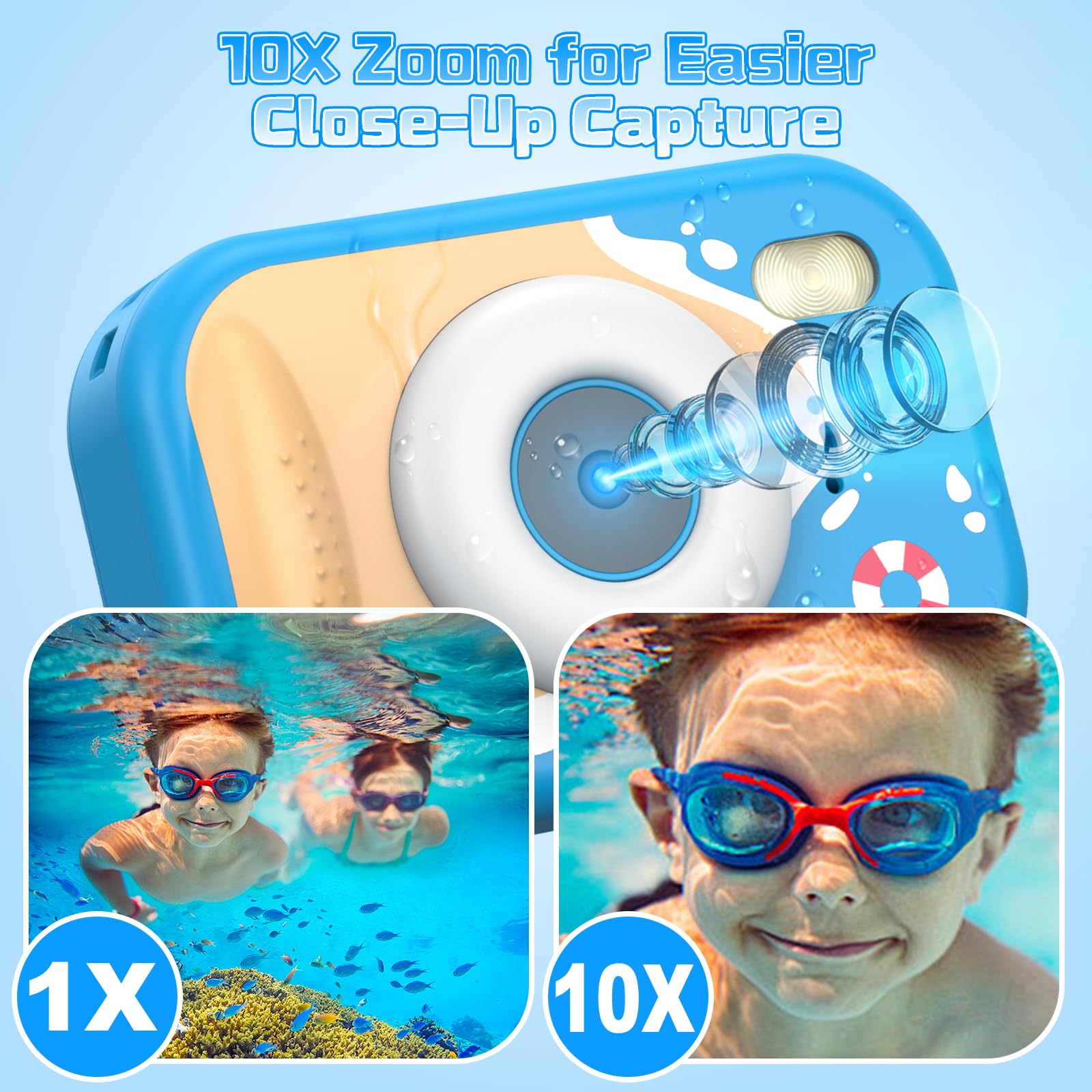 Usteetic kids camera durable ABS material survives playful adventures.