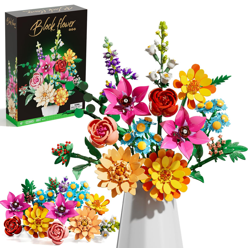 Utbttor flower bouquet building set with 891 pieces for creative home décor.