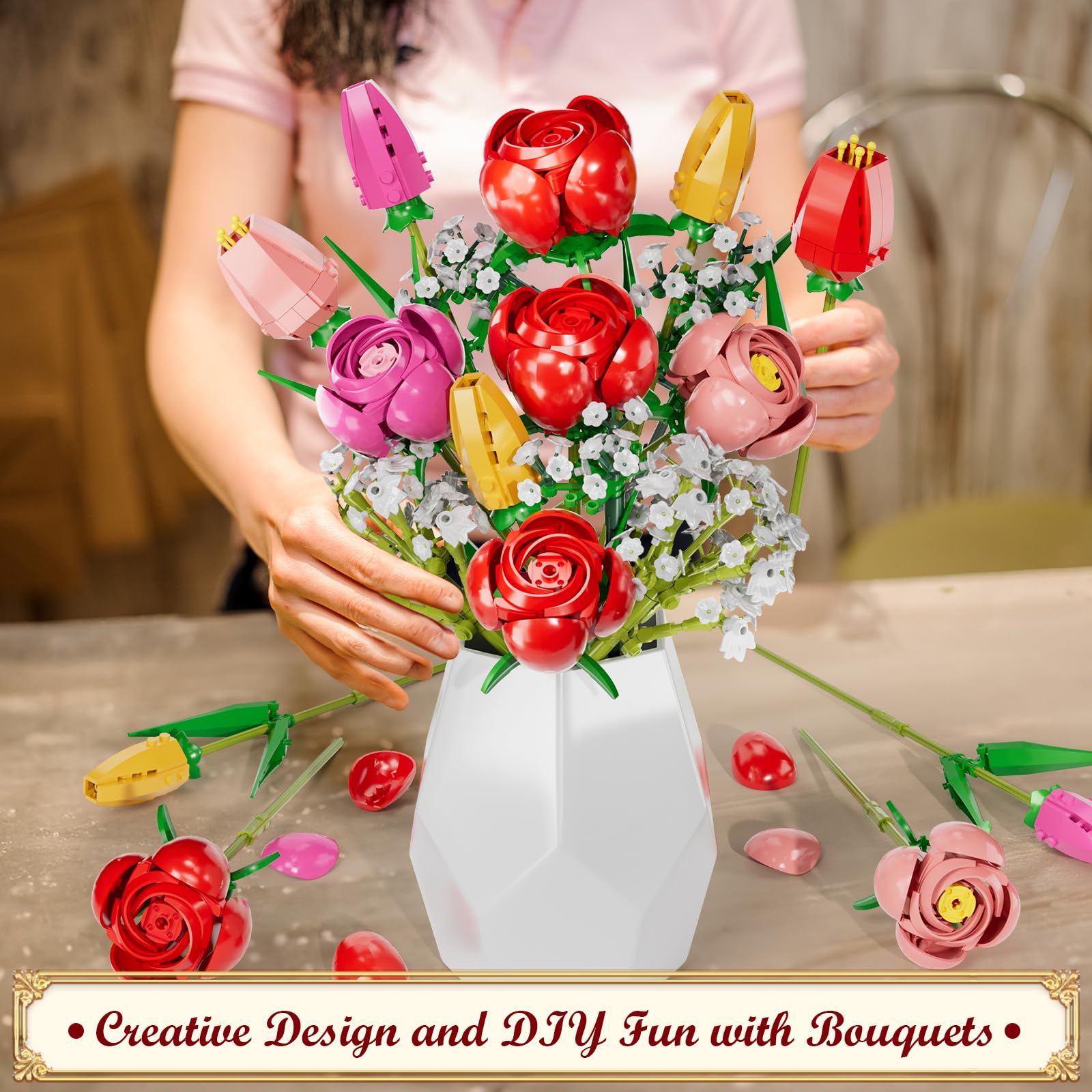 Utbttor maintenance-free artificial bouquet stays vibrant without care.