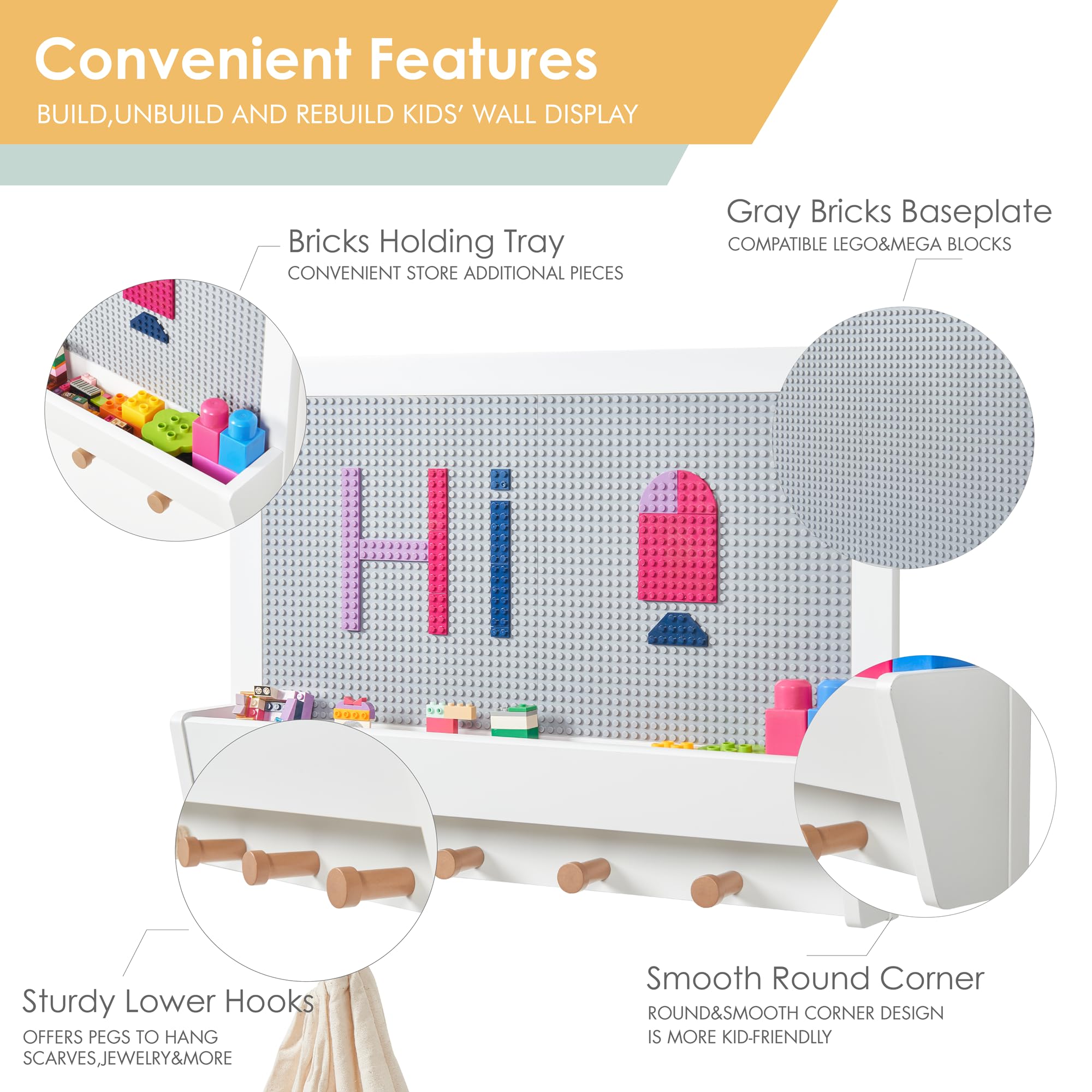 UTEX 2-in-1 Building Panel bottom tray for small bricks and trinkets.