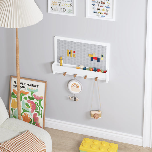 UTEX 2-in-1 Building Panel shelf with hooks showing organized storage.