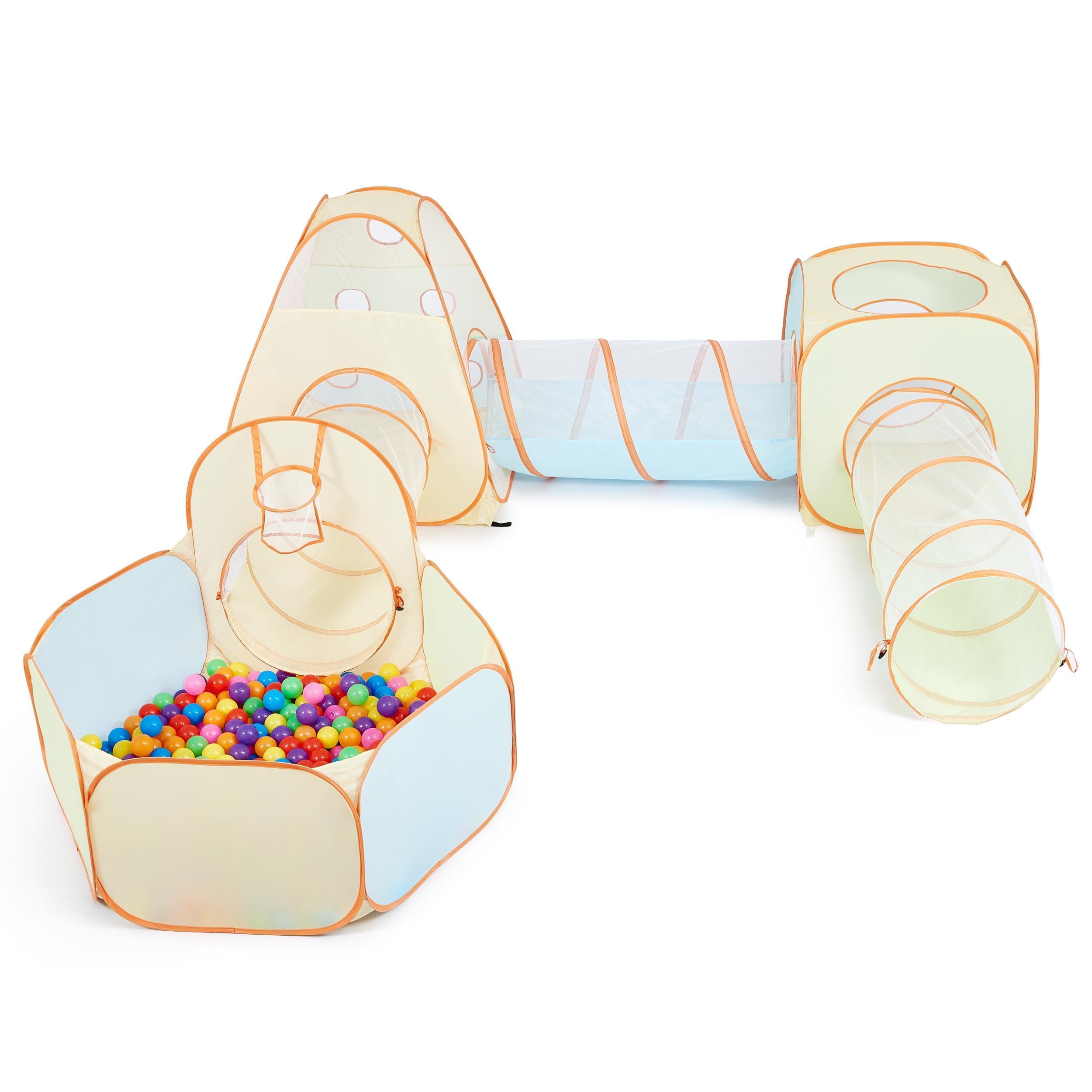The tunnel entry invites crawling exploration and motor skill development