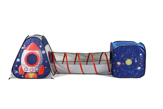 UTEX Space tent displays solar system graphic for exploratory storytelling.