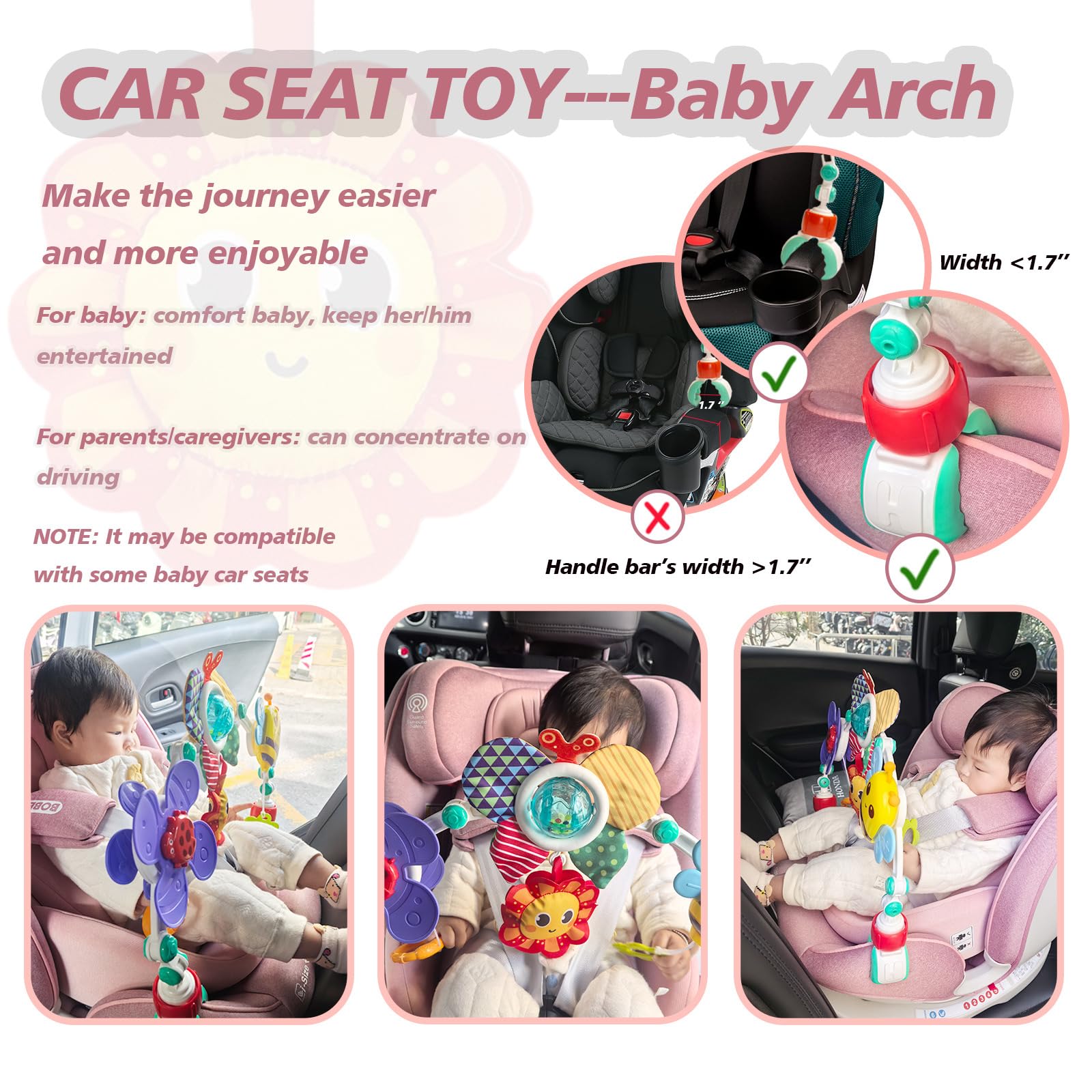 UTOPLIKEY clip-on design fits crib, car seat, and bassinet securely