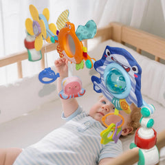 UTOPLIKEY BPA-free plastic toy supports safe, battery-free play on car seats and prams.