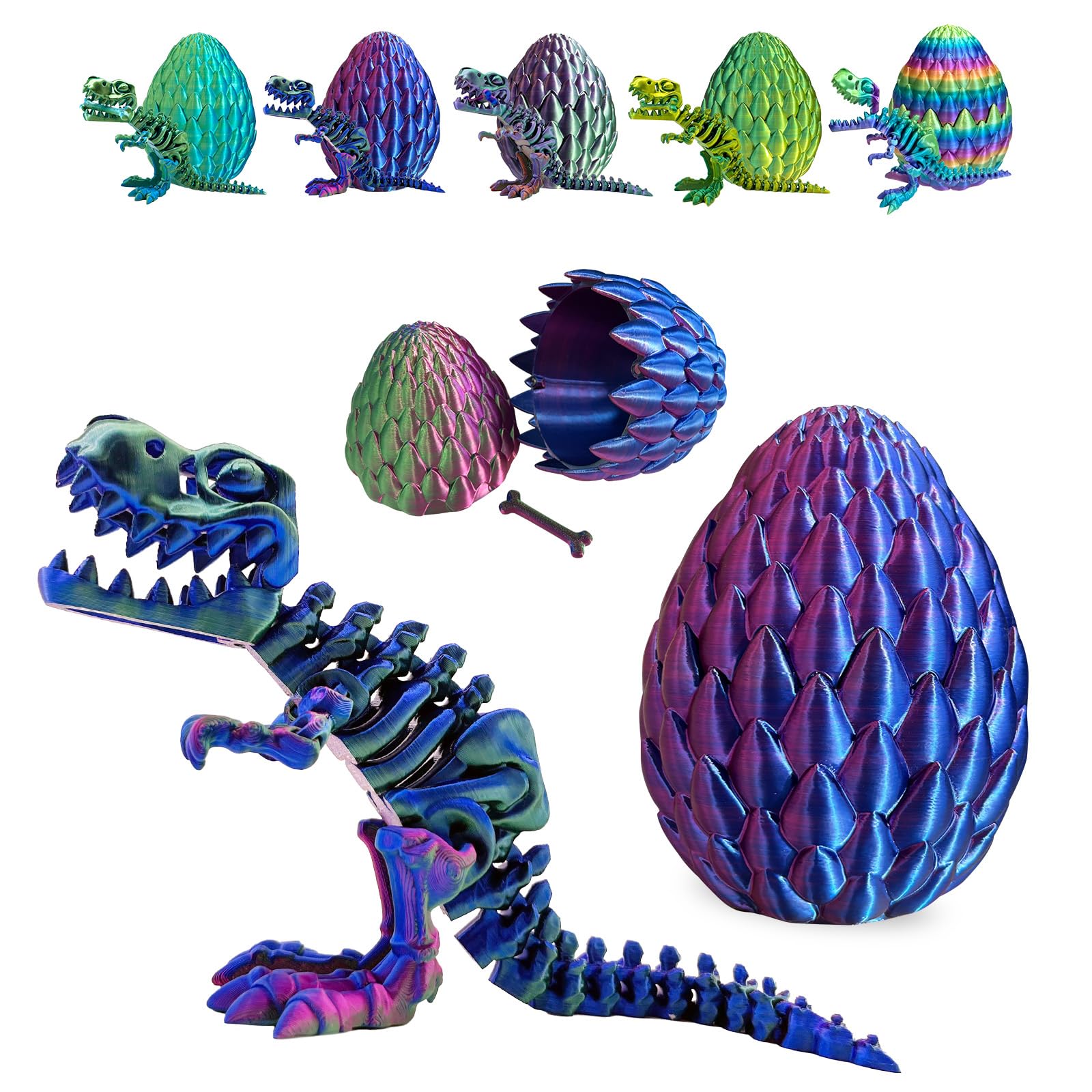 utosday 3D dinosaur egg in three colors showcases visual depth and tactile appeal