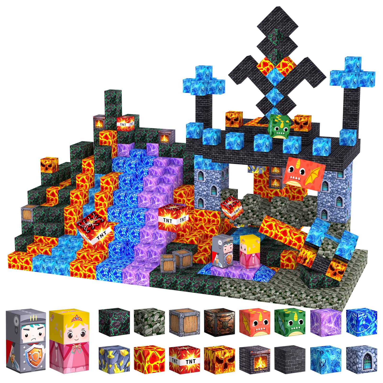 Uucoco 100pcs magnetic blocks set on table enabling creative building play.