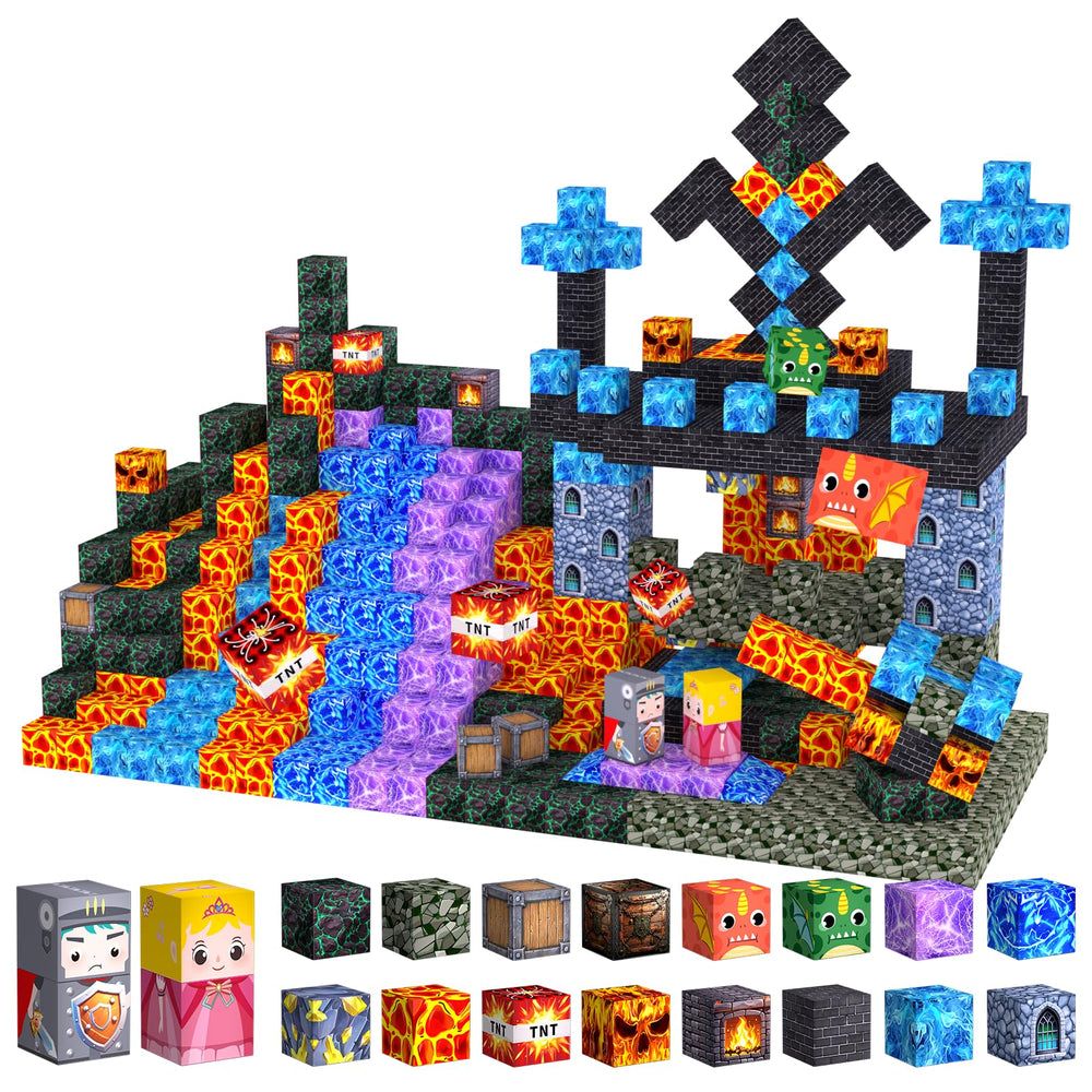 Uucoco 100pcs magnetic blocks set on table enabling creative building play.