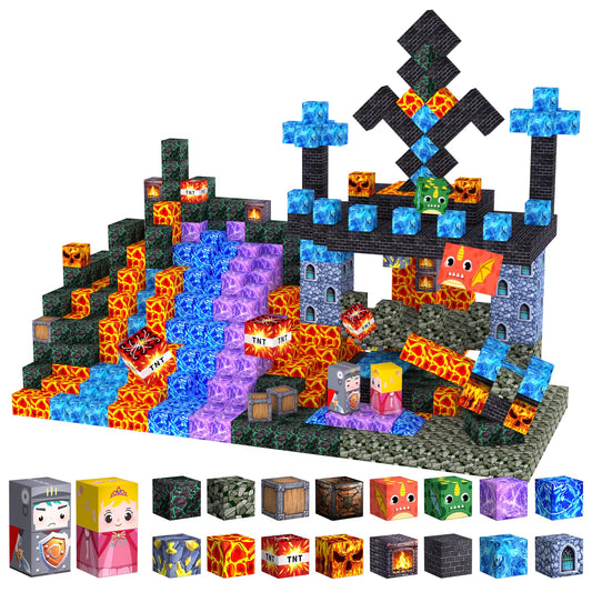 Uucoco 100pcs magnetic blocks set on table enabling creative building play.
