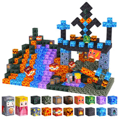 Uucoco 100pcs magnetic blocks set on table enabling creative building play.