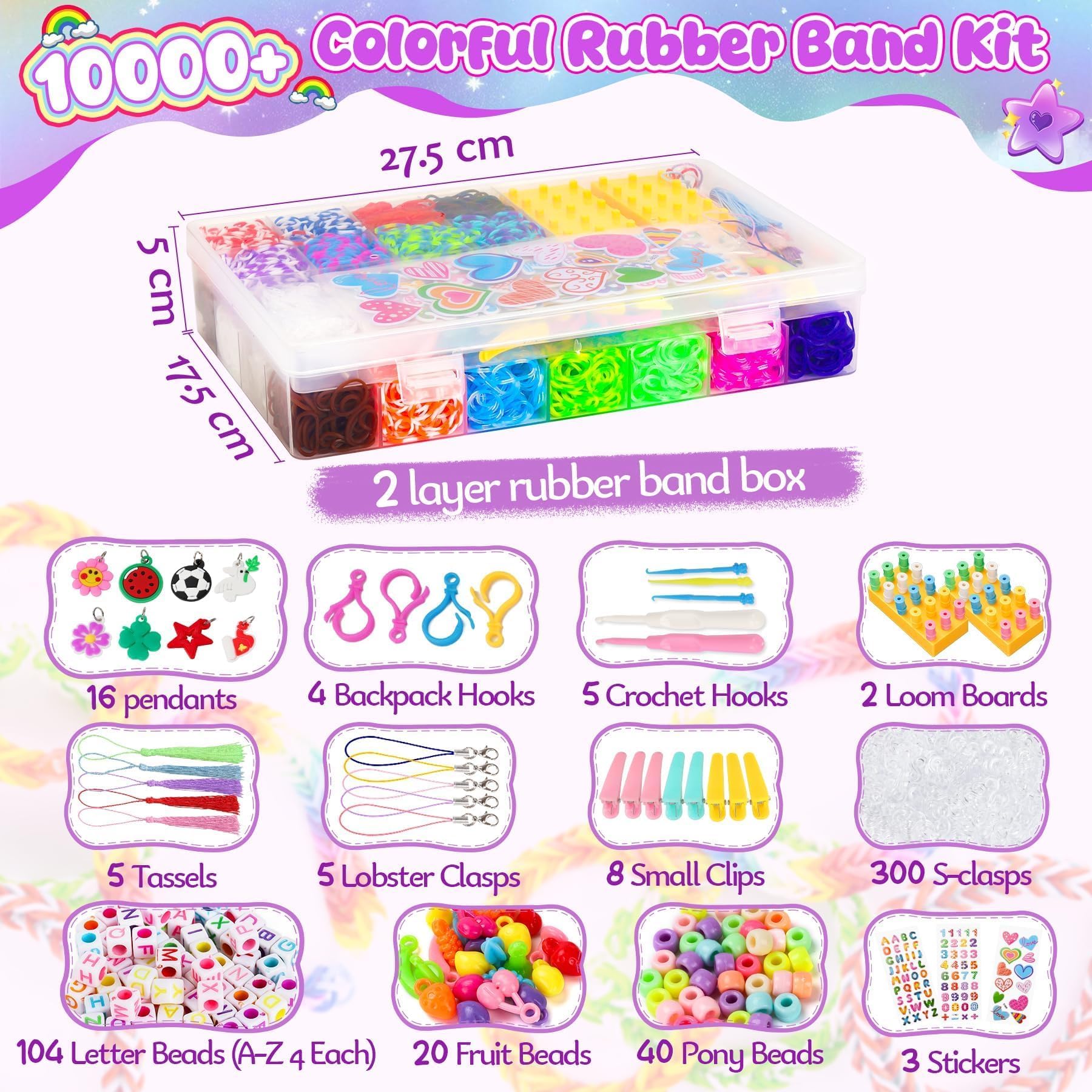 UUEMB 10000+ rubber bands close-up for colorful design ideas and variety.
