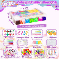 UUEMB 10000+ rubber bands close-up for colorful design ideas and variety.