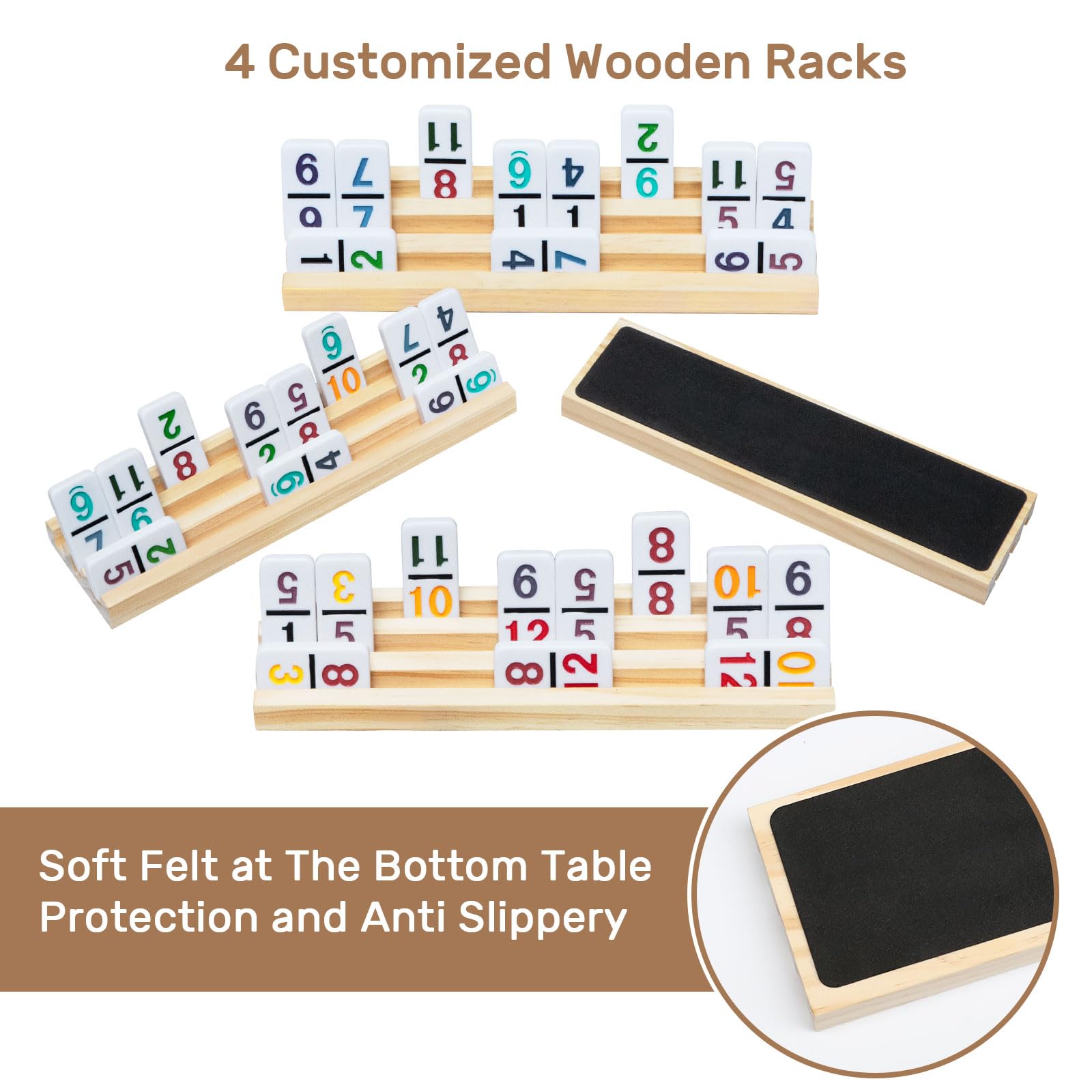 Uvcany double-12 colored dominoes with durable finish for clear dots.