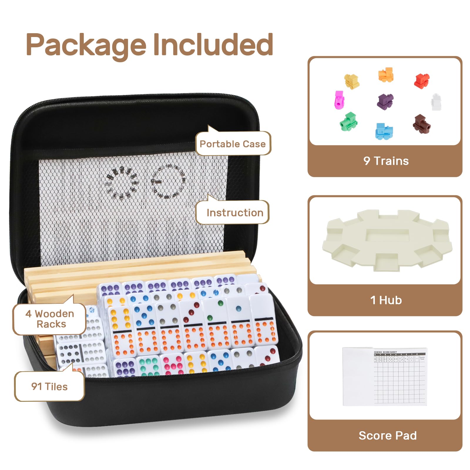 uvcany double-12 domino tiles with colorful dots for clear visibility
