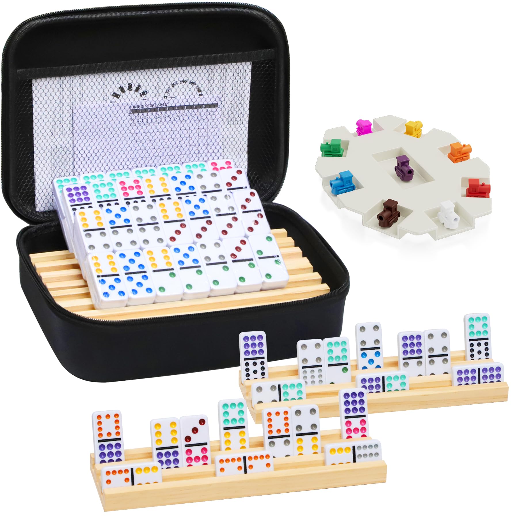 uvcany Mexican Train Dominoes Set case keeps pieces organized for travel