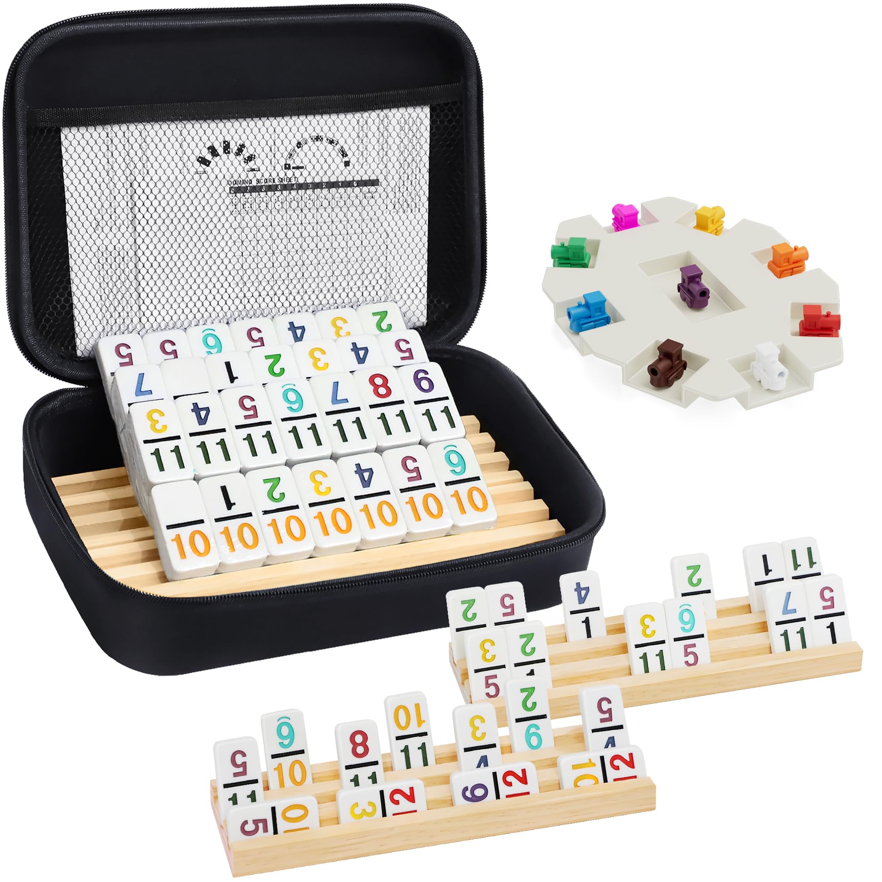 Uvcany Mexican Train dominoes tiles, ready for gameplay and storage.