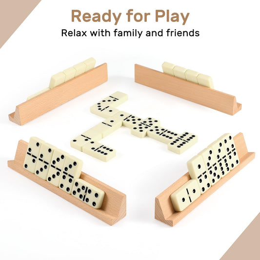 uvcany wooden racks hold seven tiles each for organized play.