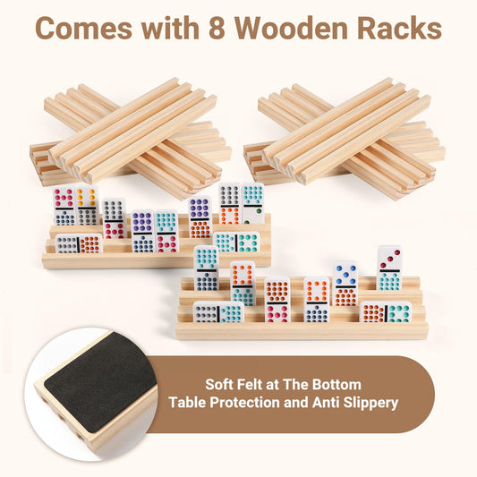 uvcany wooden racks securely hold dominos upright for quick setup