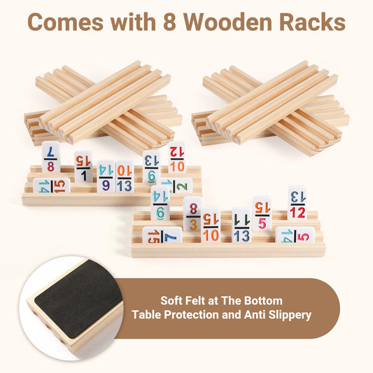 uvcany wooden racks hold domino tiles upright for quick setup and neat display.