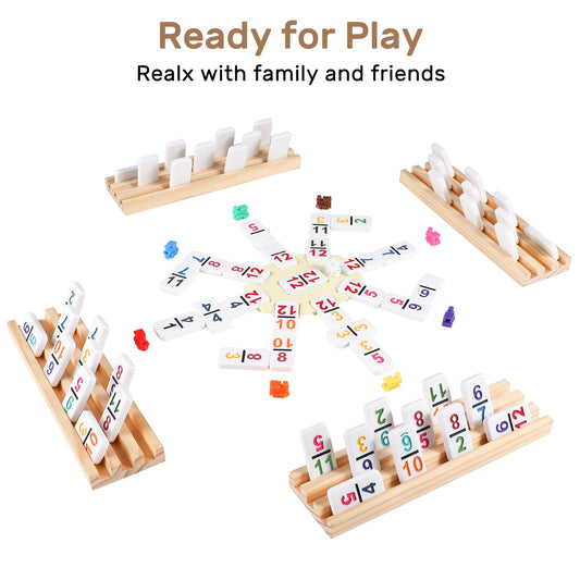 Uvcany wooden trays organize dominoes, keeping pieces upright during games.