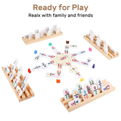 Uvcany wooden trays organize dominoes, keeping pieces upright during games.