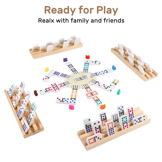 uvcany wooden trays for dominoes hold tiles upright for quick setup